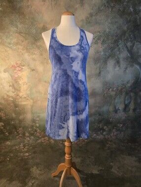 Avidlove Blue White Tie-dye Tank Dress S